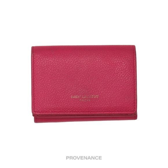 🔴 Saint Laurent Paris SLP Trifold Wallet - Pink Leather - Picture 1 of 9